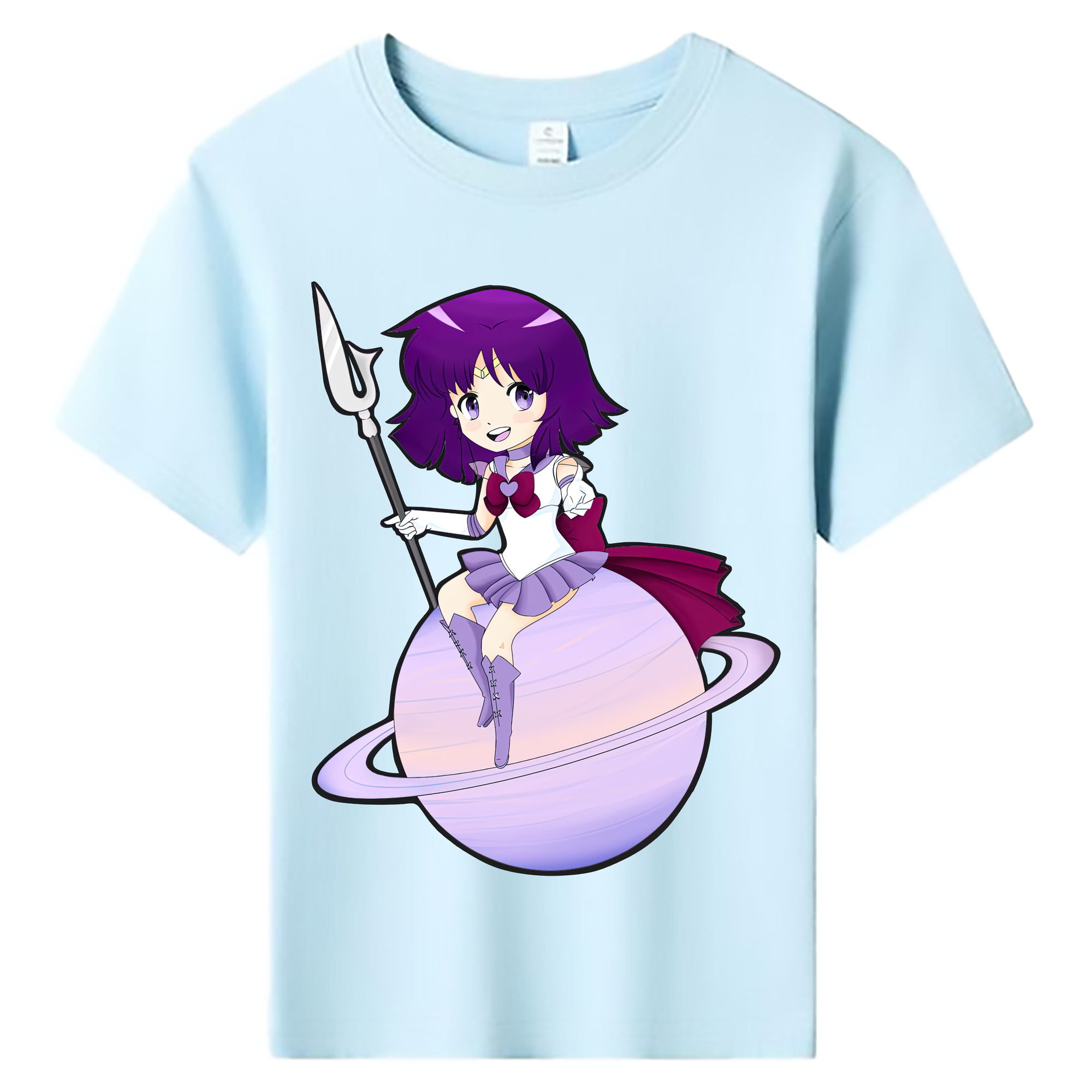 （画像用） 美少女戦士セーラームーン 土萠ほたる Sailor Moon Tomoe Hotaru （セーラーサターン；Sailor Saturn） 綿100％キッズTシャツ（フロントプリント）